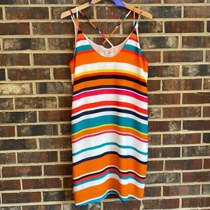 Multicolor Striped Crossback Dress